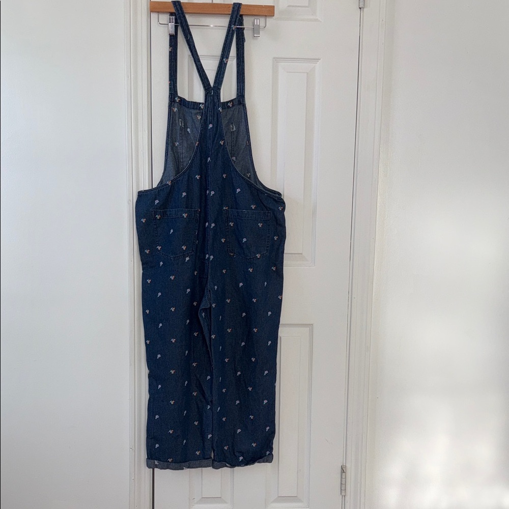 Aerie Denim Floral Romper Overall | 100% Cotton | Women’s L - Picture 7 of 11